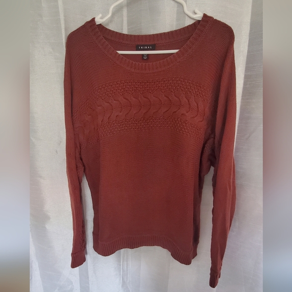 Tribal Rust Red Knit Sweater | L - Picture 1 of 3